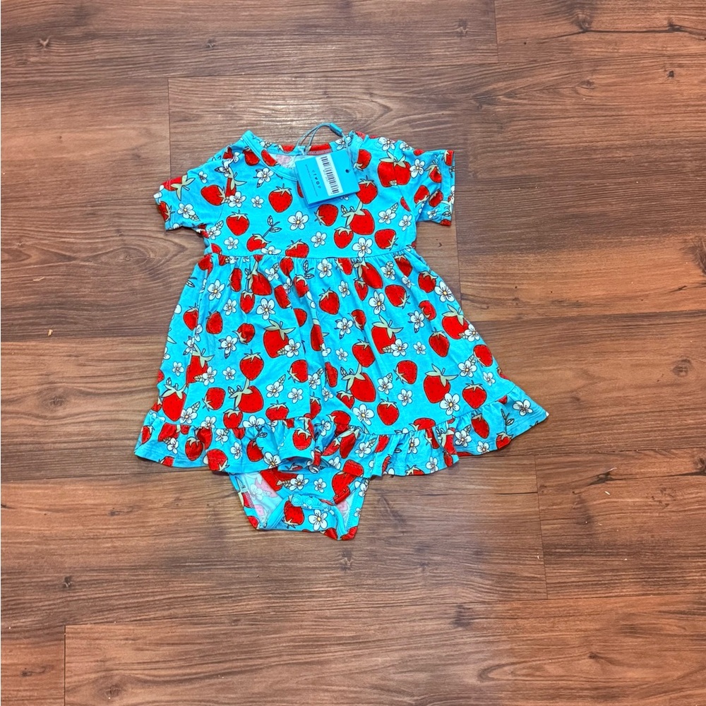 Posh Peanut Strawberry Ruffled Bodysuit